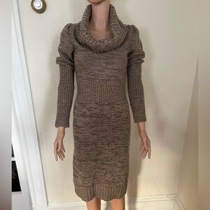 Moda International Women's Brown Cowl Neck Sweater Dress